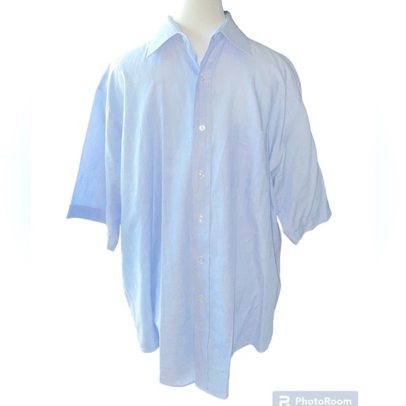 Lanvin Paris Short Sleeve Blue Button Down Shirt - Picture 2 of 9